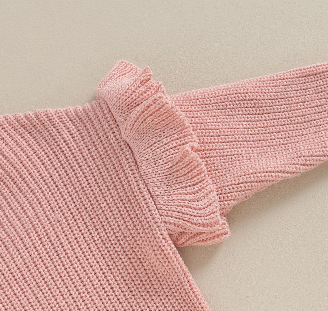 Name sweater- dusty pink ruffle sleeve