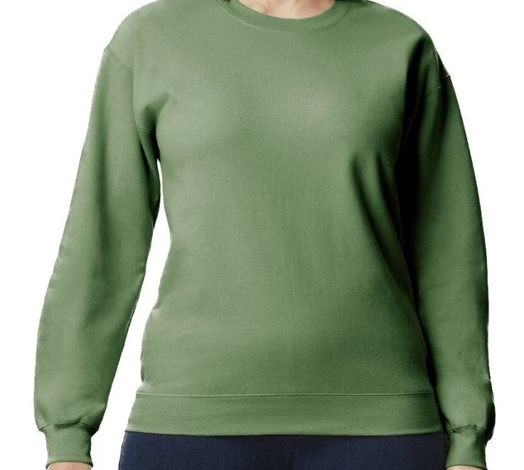 Military green crewneck sweater