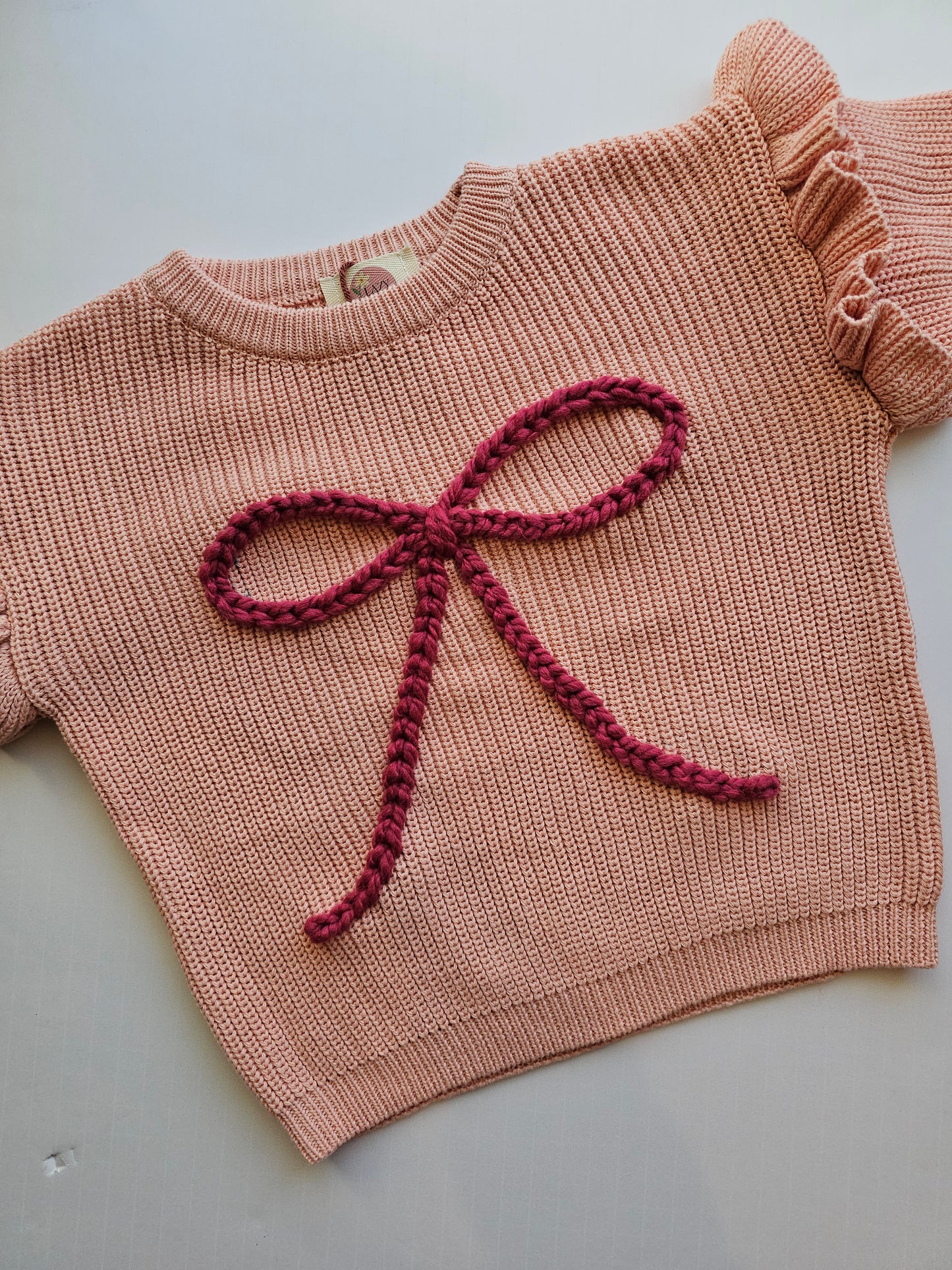 Name sweater- dusty pink ruffle sleeve