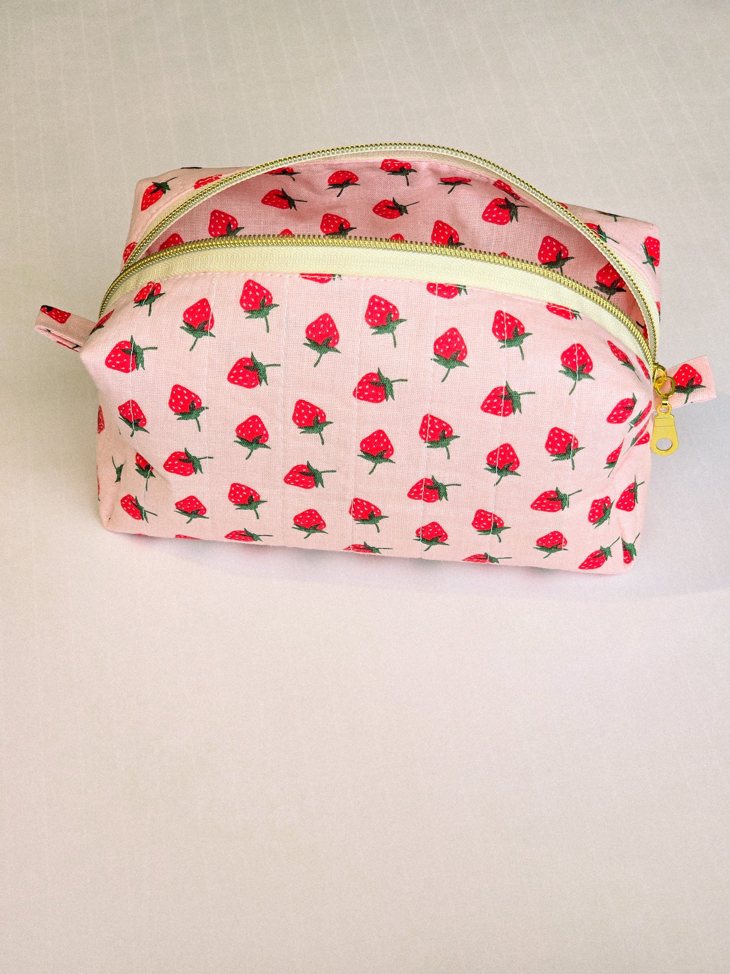 Boxy quilted makeup bag