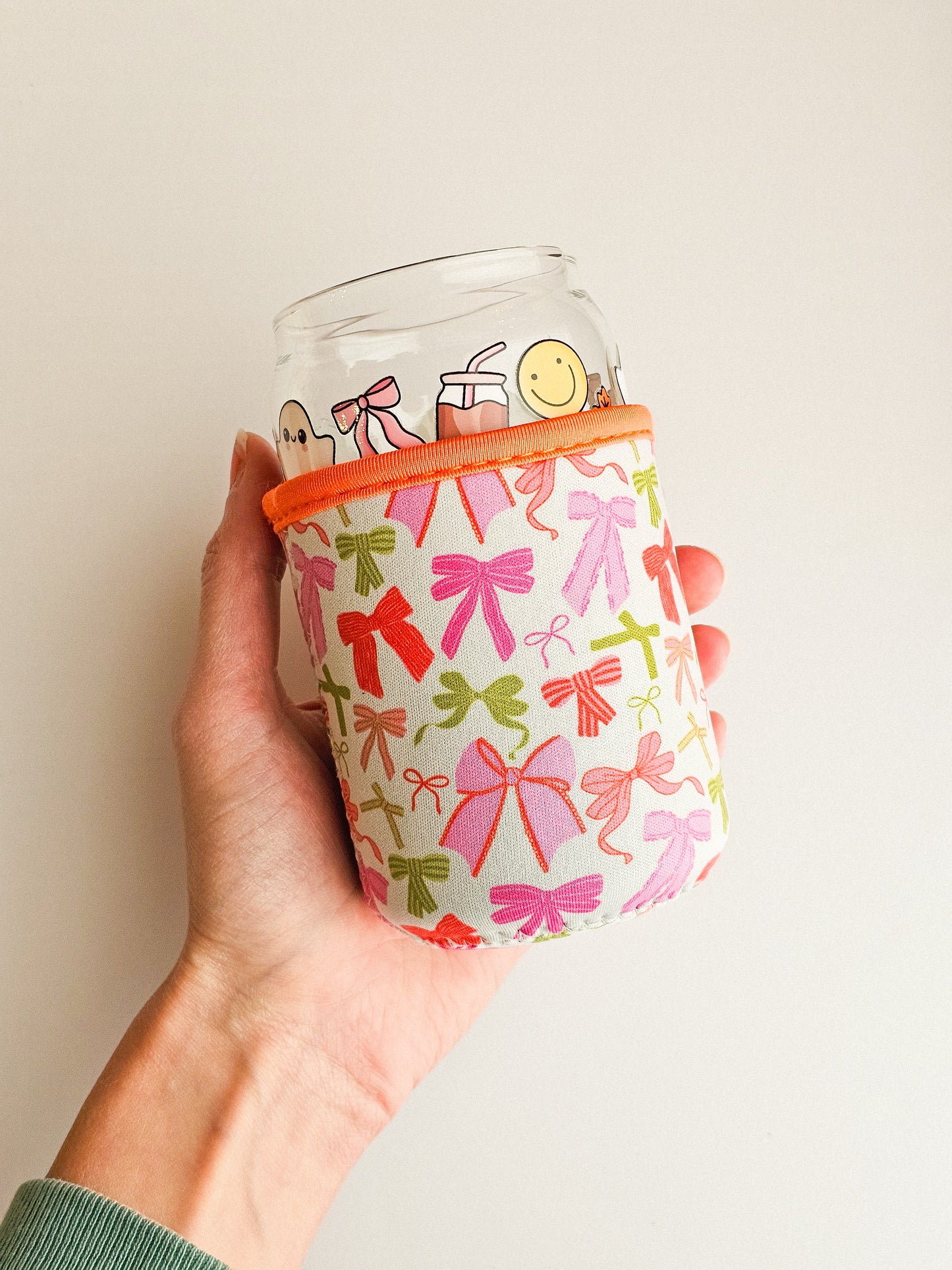 Colorful bows drink sleeve