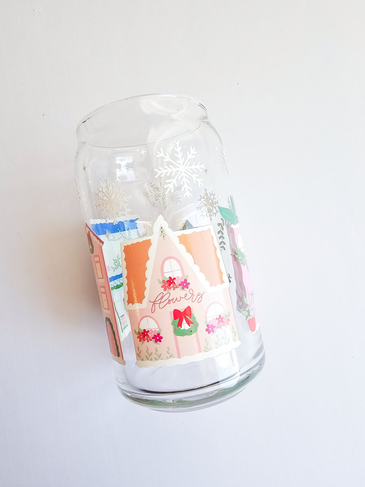 Holiday village glass cup