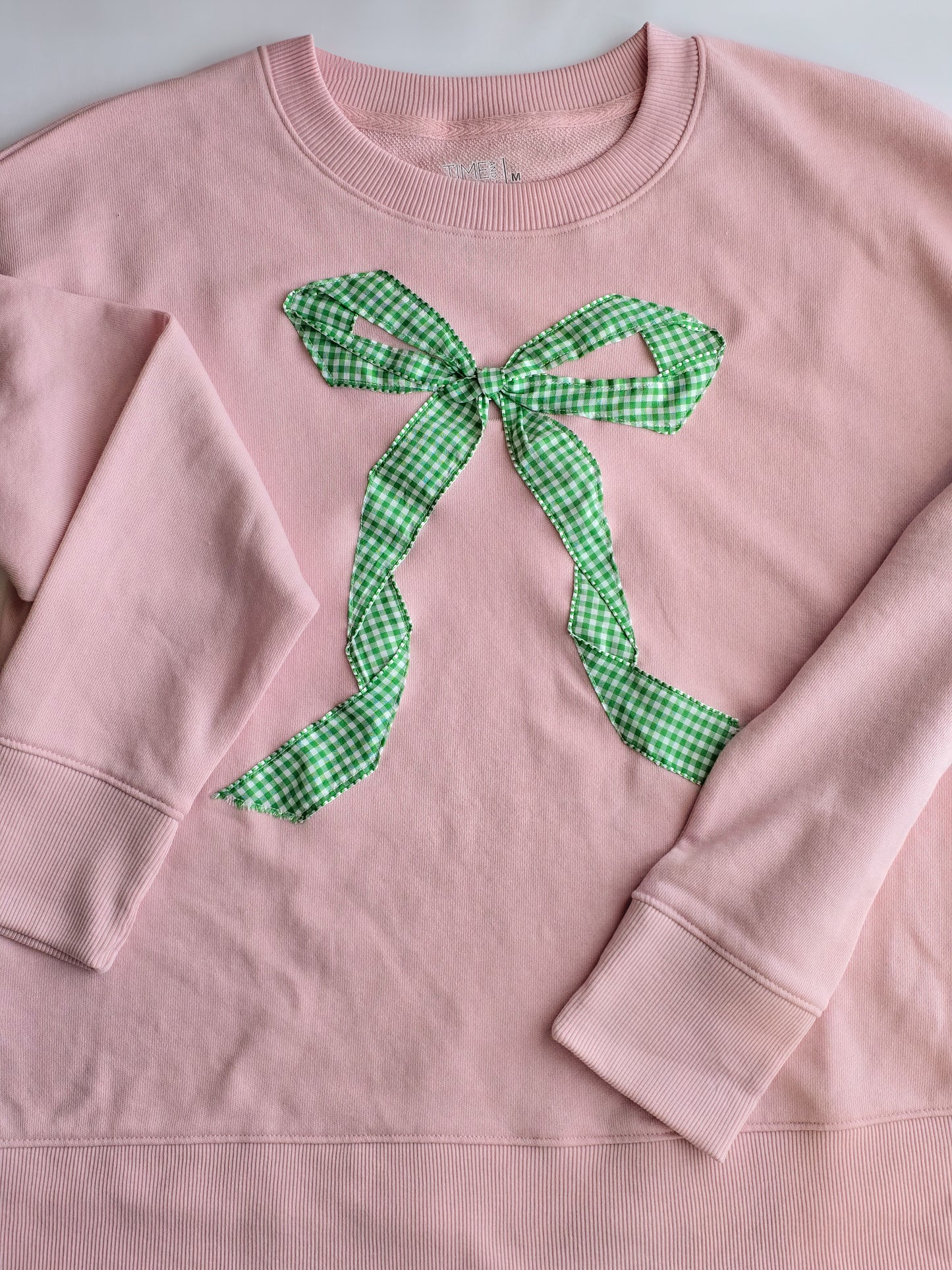 St. Patty's day green gingham bow sweatshirt