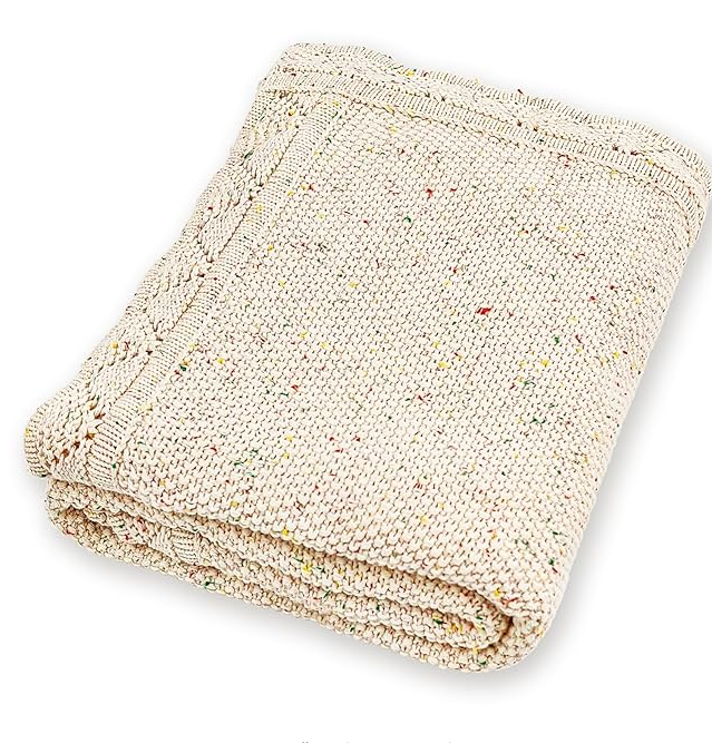 Personalized knit baby blanket-oatmeal fleck