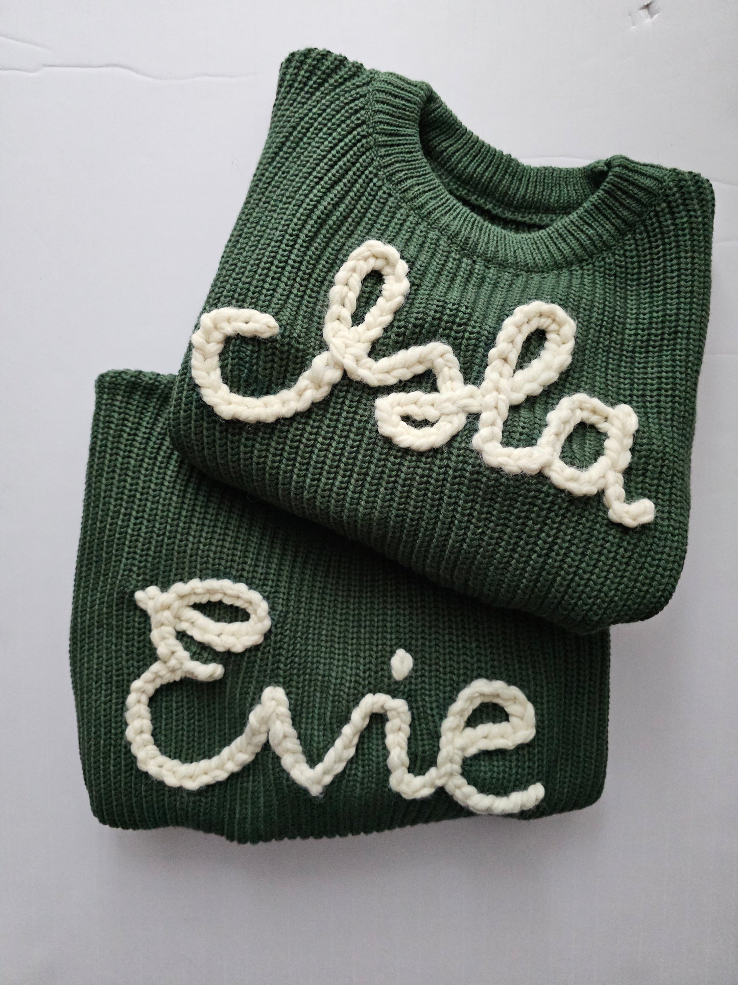 Big kid custom Sweater-forest green