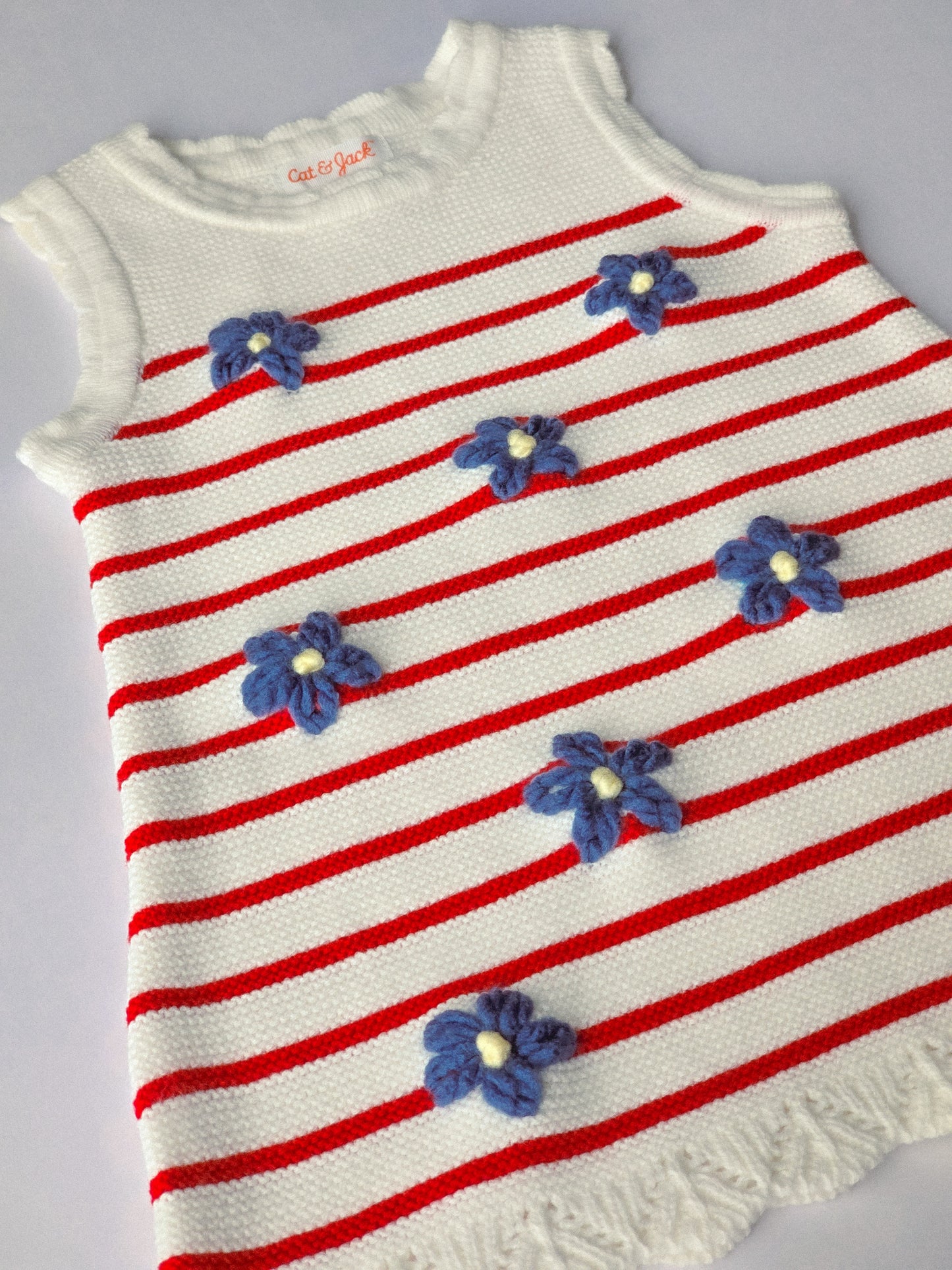 Red, white, and blue toddler dress